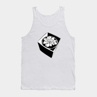 Striking Black and White Succulent Illustration Tank Top